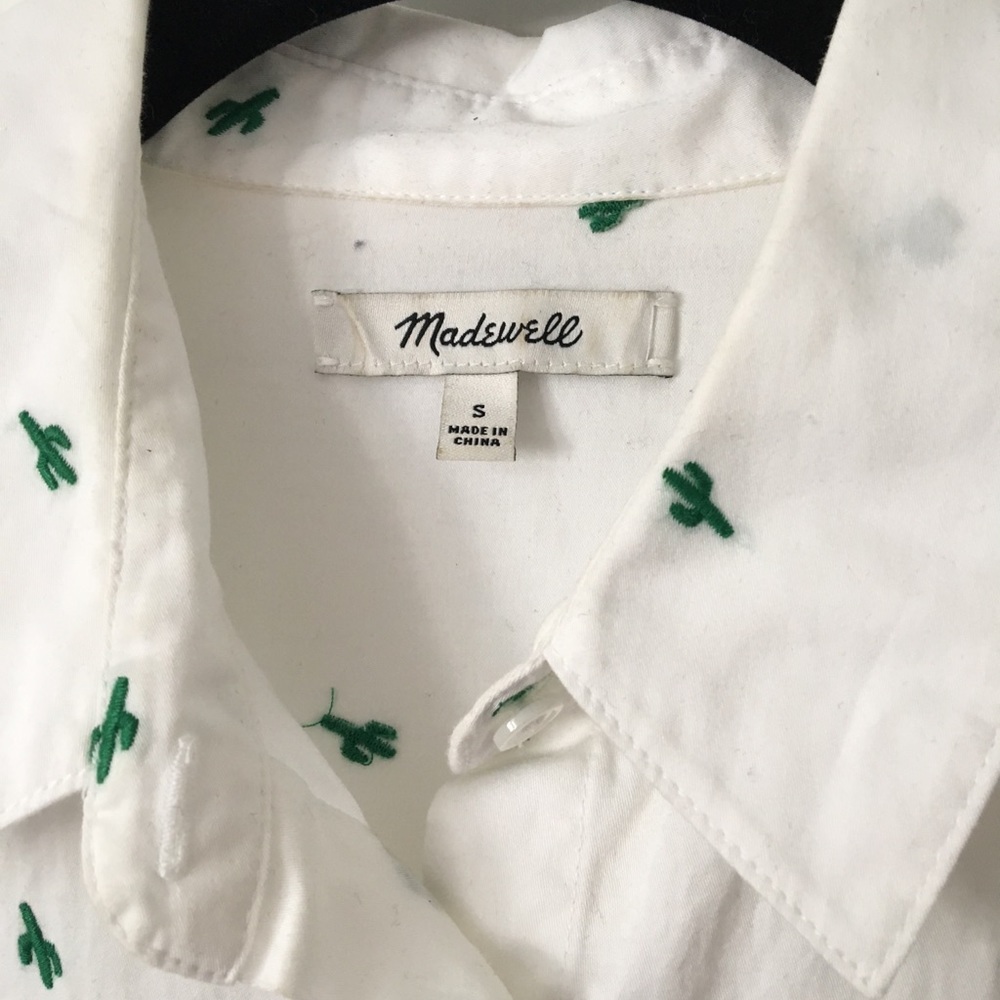 Cactus embroidery button down Madewell shirt